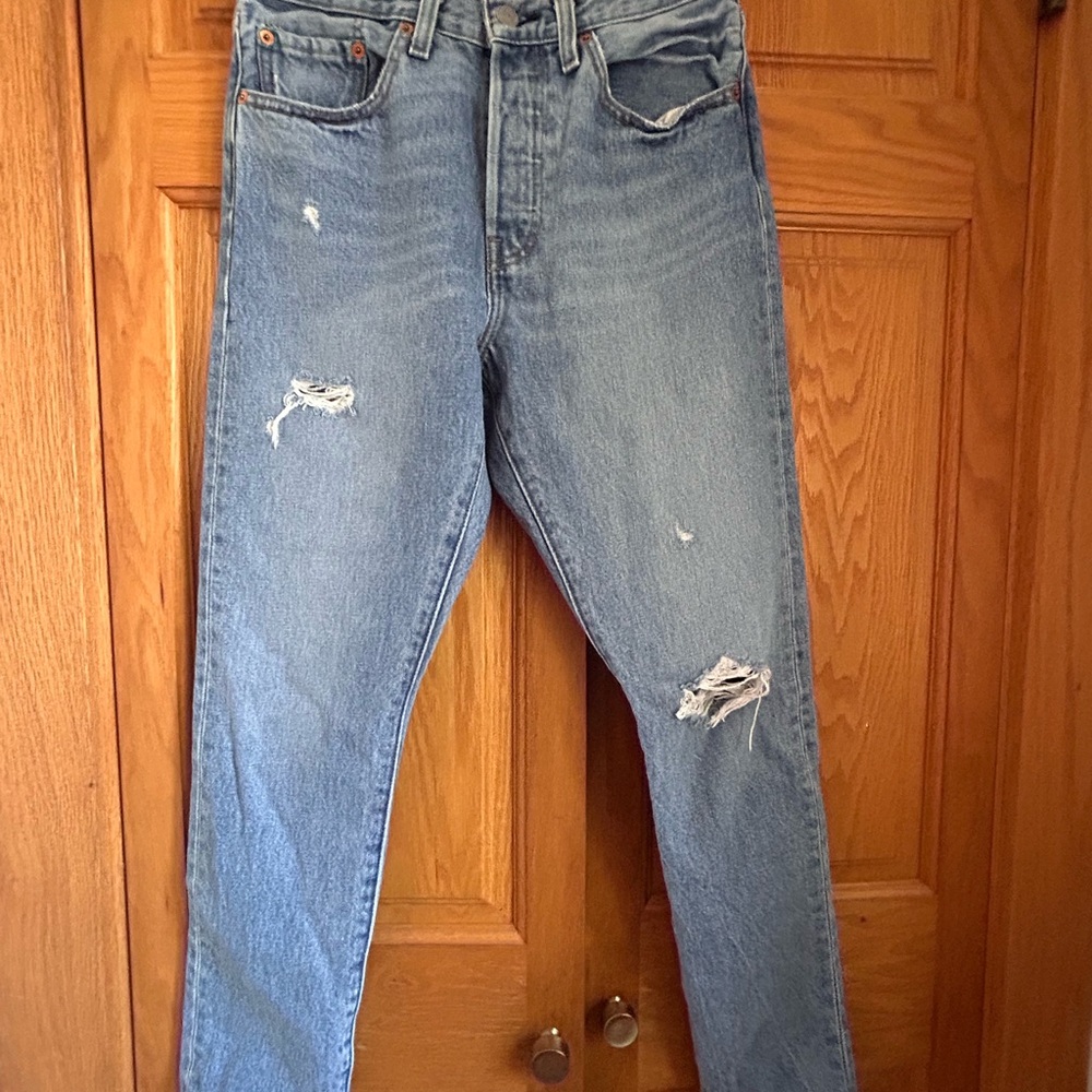Levi's Classic 501's Blue Distressed Straight Jeans